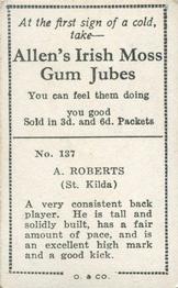 1933 Allen's League Footballers #137 Arthur Roberts Back